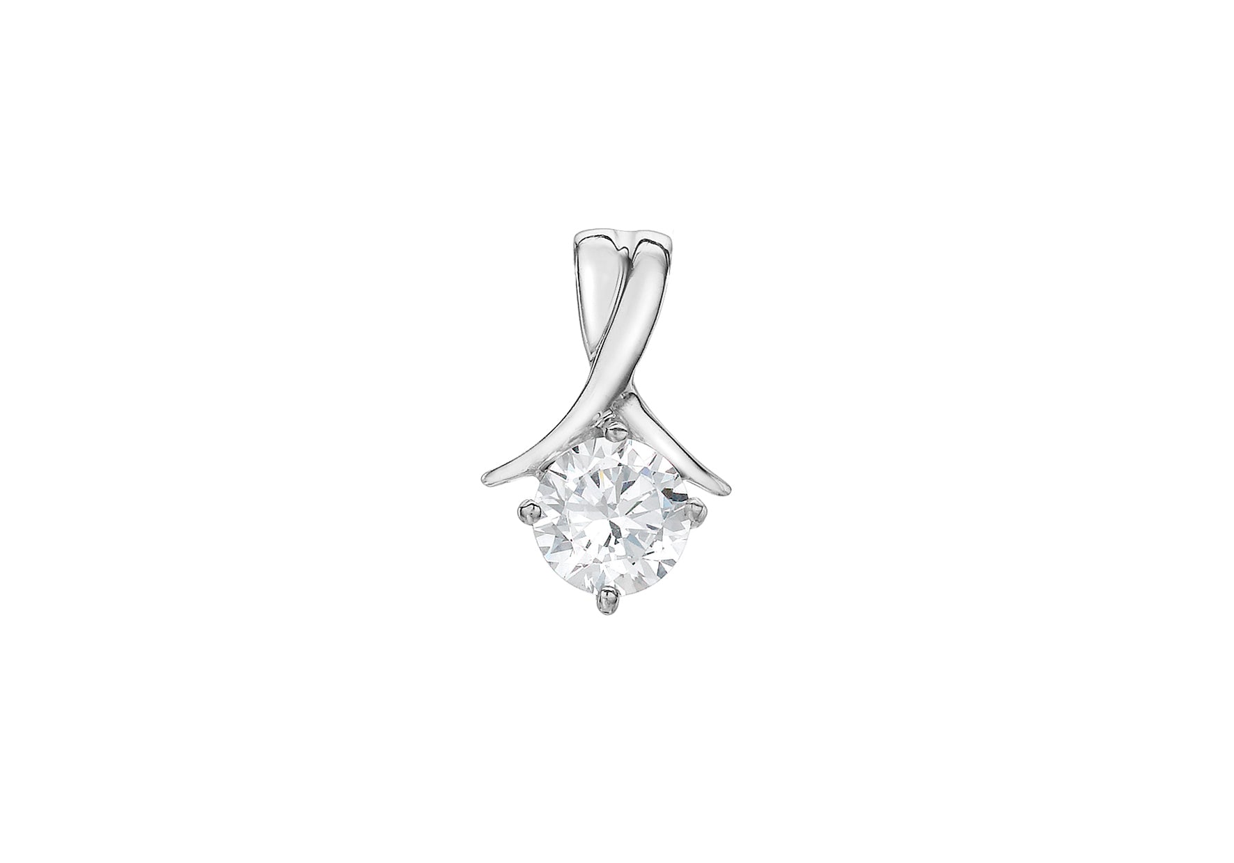 9ct White Gold 6mm Round Zirconia  Drop Pendant