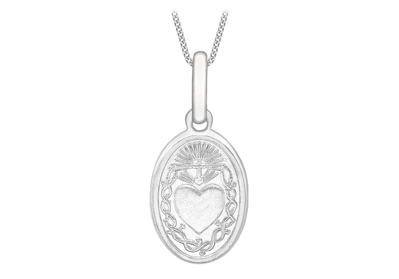 9ct White Gold Oval 'Sared Heart' Pendant