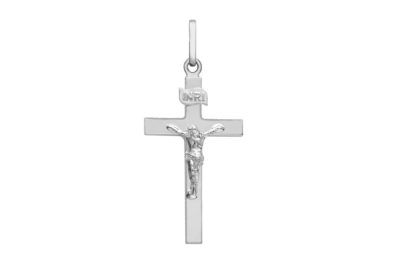 9ct White Gold 15mm x 32mm Polished Crucifix  Pendant