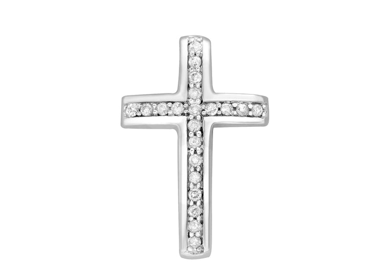 9ct White Gold 0.26t Diamond Cross Slider Pendant