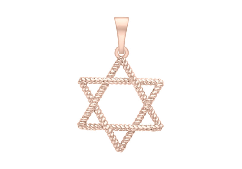 9ct Rose Gold Rope 'Star Of David' Pendant