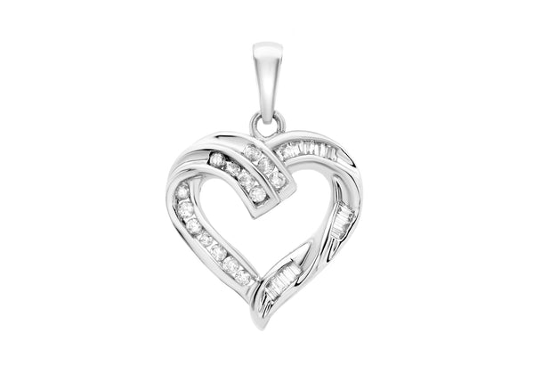 9ct White Gold 0.25t Diamond Heart Pendant