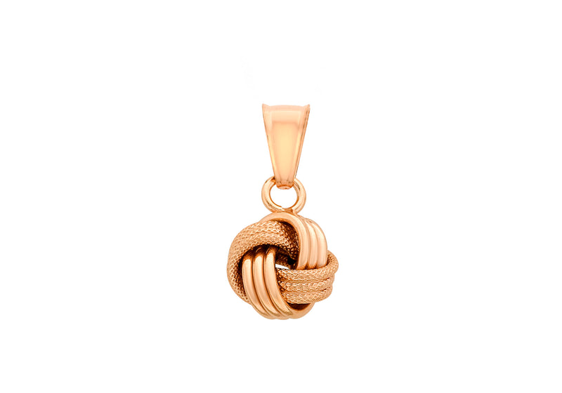 9ct Rose Gold 9mm x 18mm Textured Knot Pendant