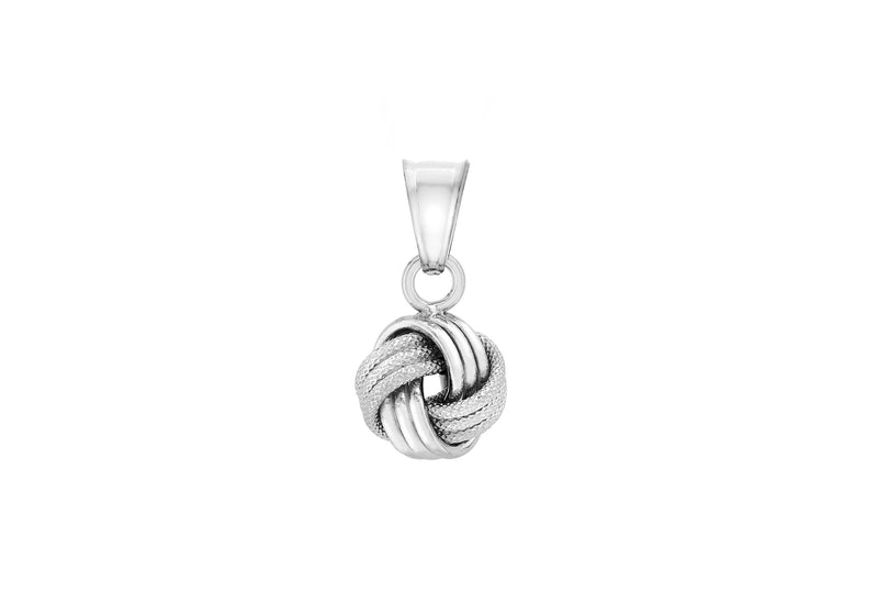 9ct White Gold Textured Knot Pendant
