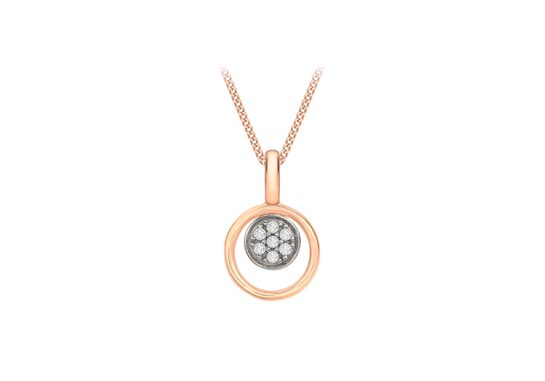 9ct Rose Gold Zirconia  Disc & Circle Pendant