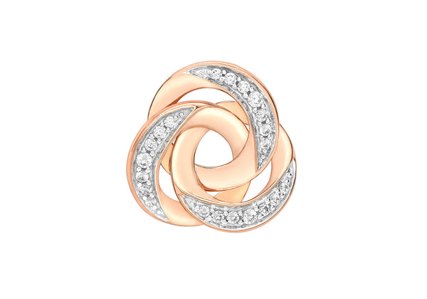 9ct Rose Gold Zirconia  13mm Triple-Linked Rings Pendant