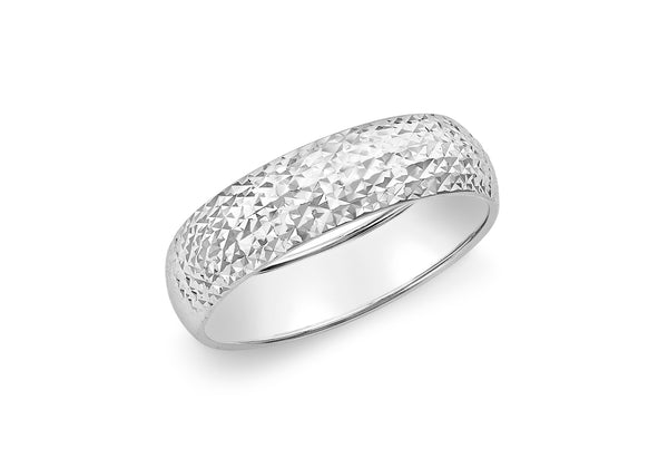 9ct White Gold 5mm Diamond Cut Ring