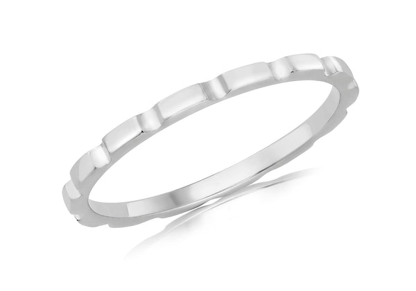 9ct White Gold Flat Brick Stacking Ring