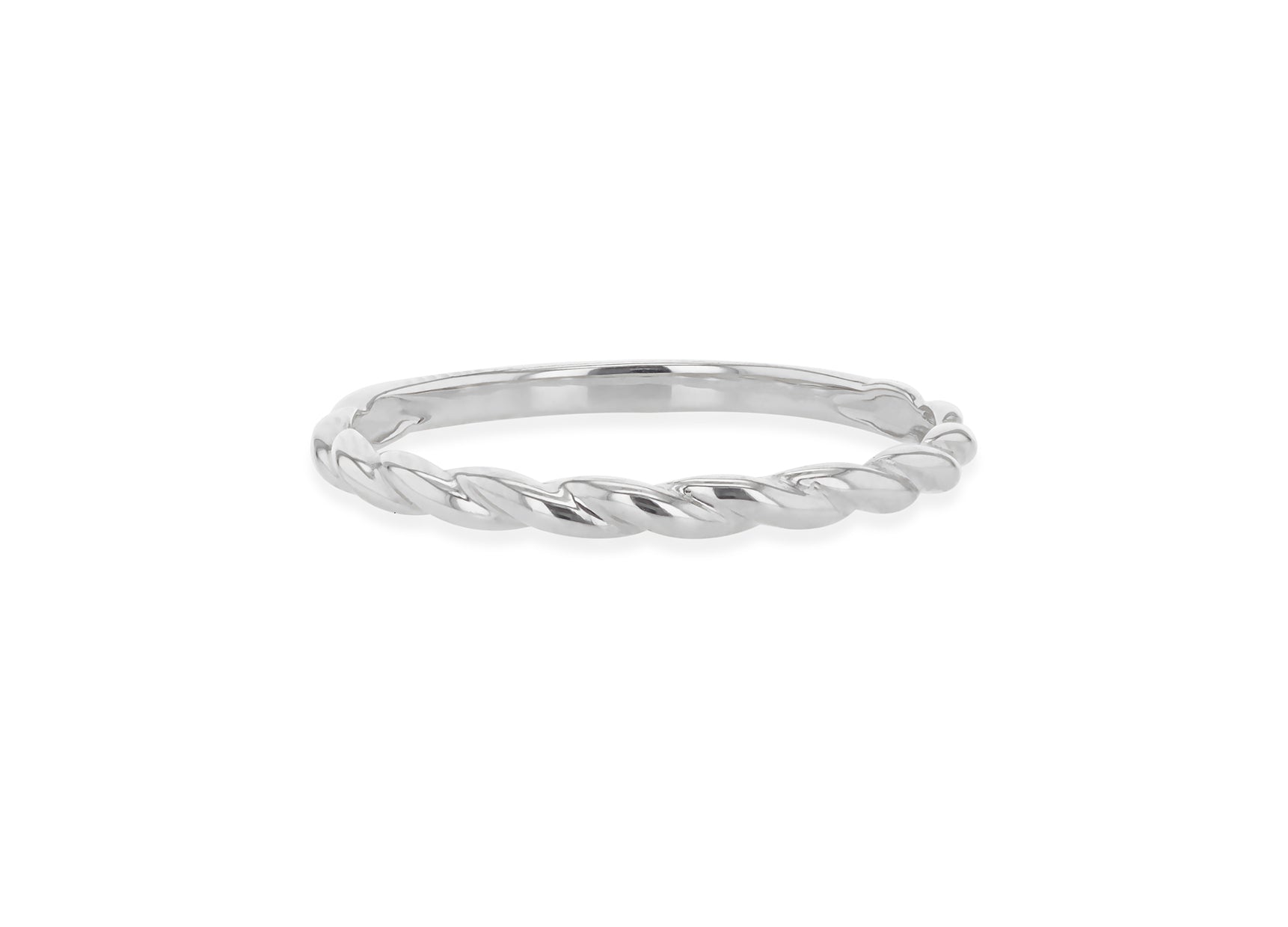 9ct White Gold Twist Band Stacking Ring