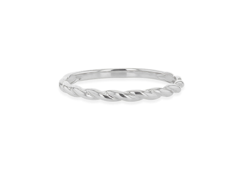 9ct White Gold Twist Band Stacking Ring