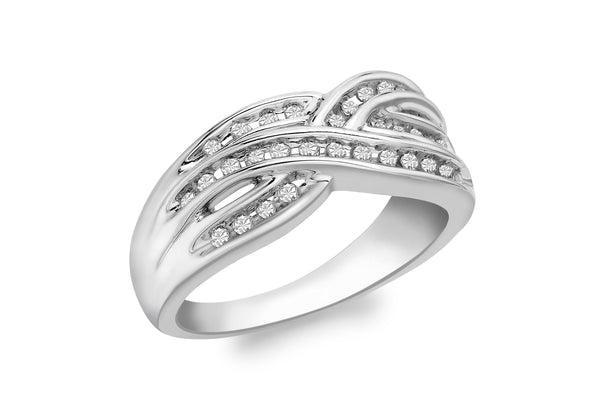 9ct White Gold 0.25t Crossover Diamond Ring