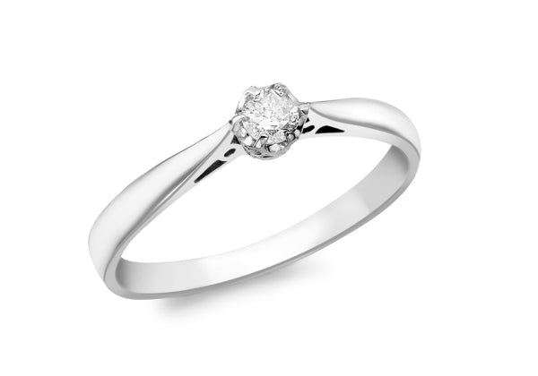 9ct White Gold 0.10ct Solitaire Diamond Ring
