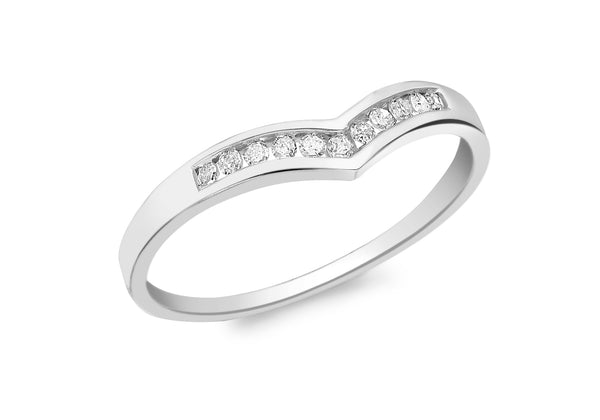 9ct White Gold 0.10ct Diamond Wishbone Ring