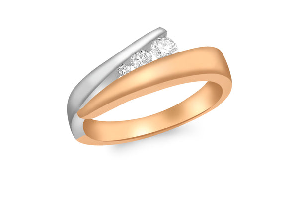 9ct 2-Colour Gold 0.20t Diamond Crossover Ring