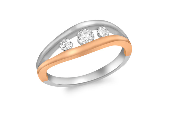 9ct 2-Colour Gold 0.25t Diamond Wave Ring