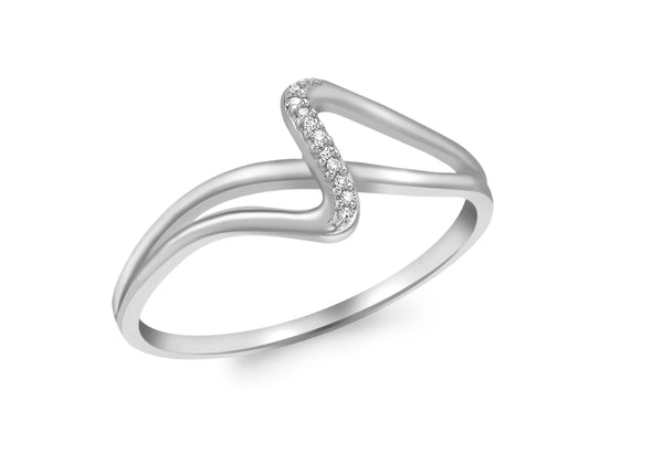 9ct White Gold 0.02ct Diamond Crossover Ring