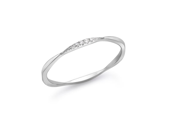 9ct White Gold 0.02t Diamond Wave Ring
