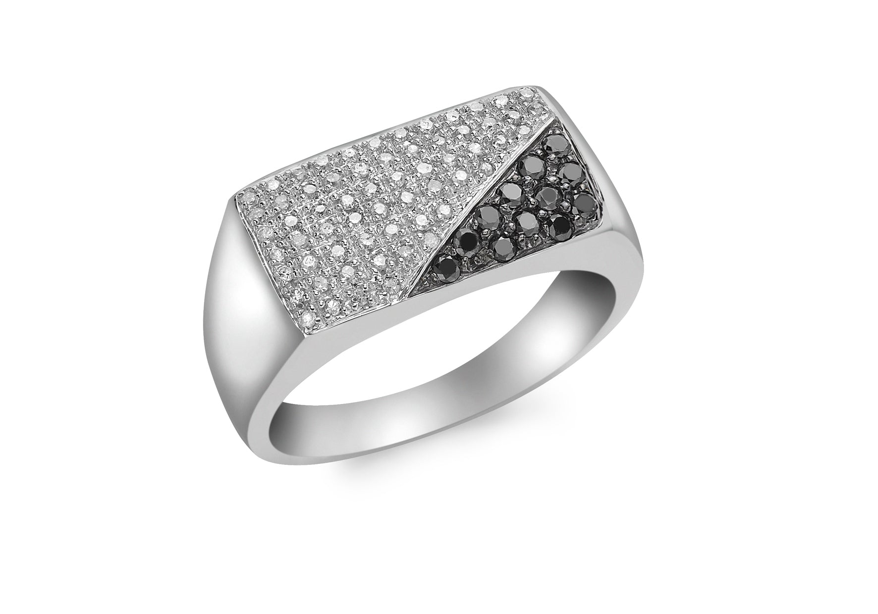 9ct White Gold 0.50ct Black and White Diamond Men's Ring