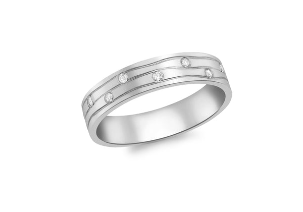 9ct White Gold 0.05t Diamond Band Ring