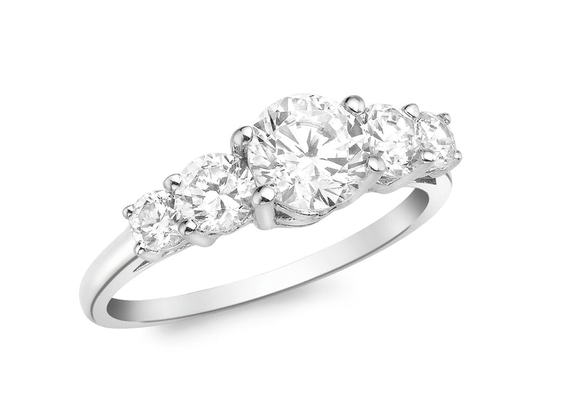 9ct White Gold 5-Zirconia  Gradual Eternity Ring