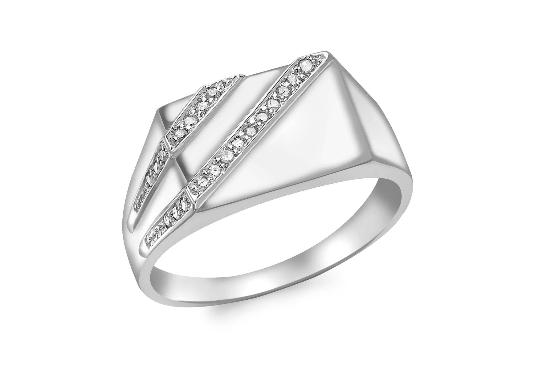 9ct White Gold 0.11t Diamond Men's Ring