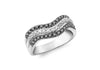9ct White Gold 0.50ct Black and White Diamond Wave Ring