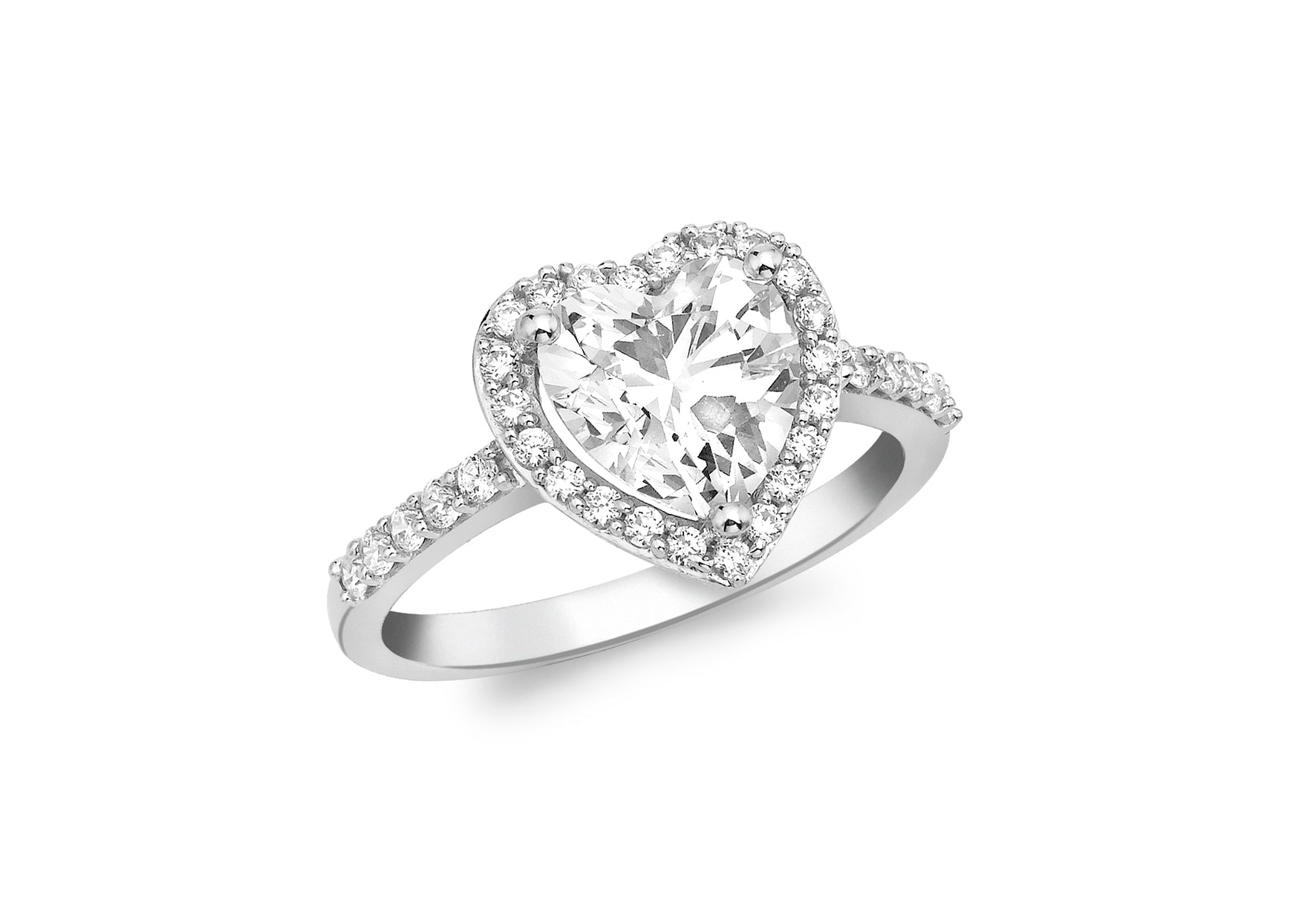 9ct White Gold Heart Zirconia  Ring