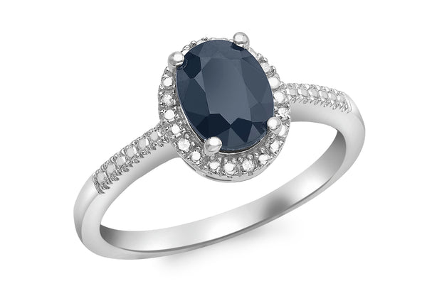 9ct White Gold 0.03t Diamond and Sapphire Cluster Ring