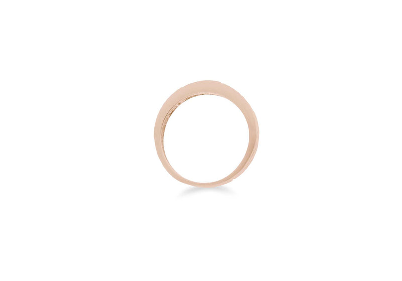 9ct Rose Gold 0.10ct Diamond Paved Hammered Band Ring