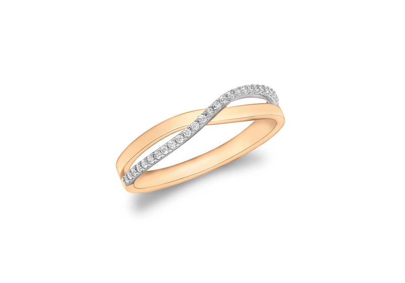 9ct Rose Gold Zirconia  Crossover Ring