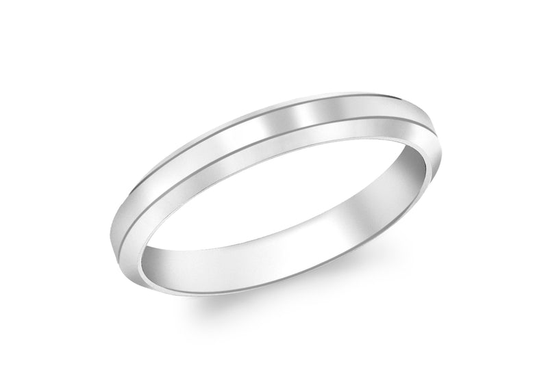 9ct White Gold 3mm Bevel Edge Band Ring