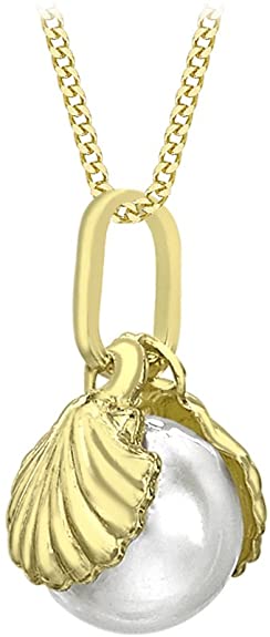 9ct Yellow Gold Shell & Freshwater Pearl Pendant