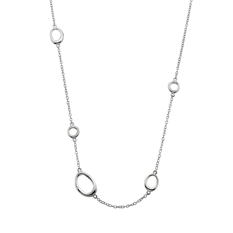 Long Necklace  With Oval Spaers Hand-Set With A Diamond Accent