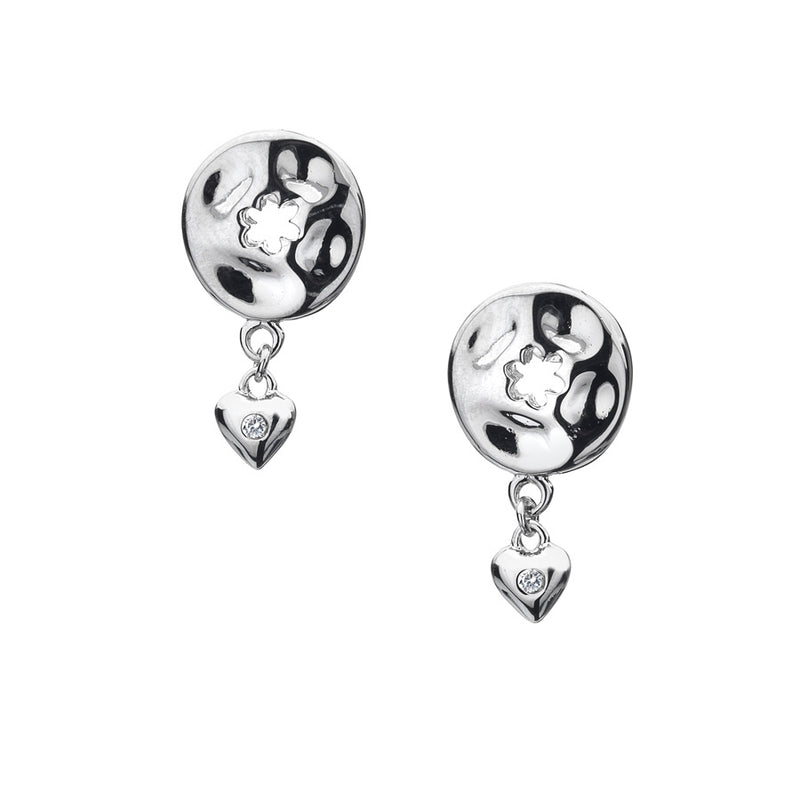 Heart Drop Earrings Hand-Set With A Diamond Accent