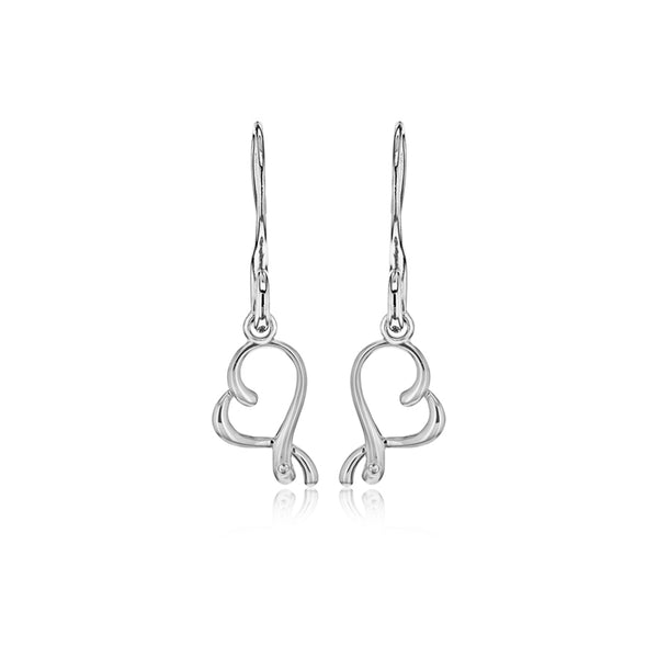 Open Heart Drop Earrings Hand-Set With A Diamond Accent