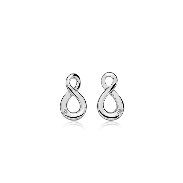 Figure Of Eight Stud Earrings Hand-Set With A Diamond Accent