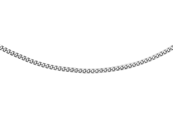 18ct White Gold 30 Diamond Cut Curb Chain 41m/16"-46m/18"9