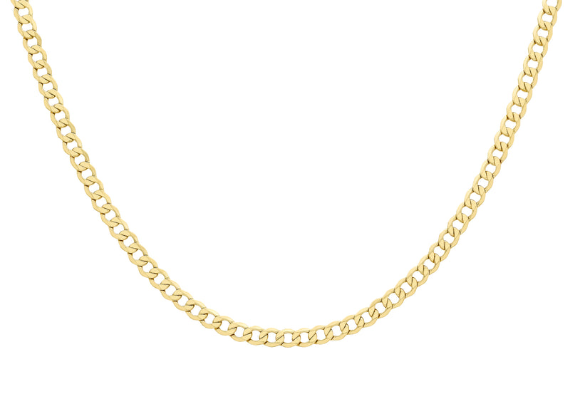 18ct Yellow Gold 120 Diamond Cut Curb Chain