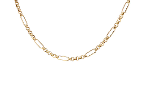 18ct Yellow Gold Paper Chain Belcher Links Necklace