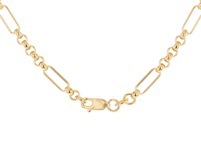 18ct Yellow Gold Paper Chain Belcher Links Necklace