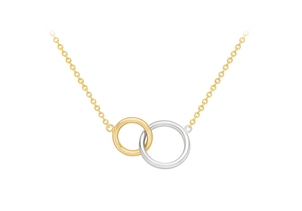 18ct Two-Tone Gold Interlocked Rings Necklace