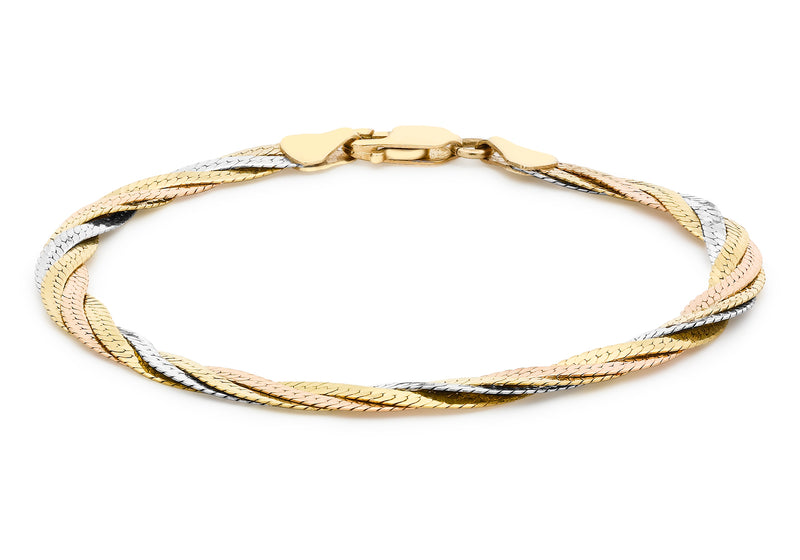 Gold Twist Herringbone Bracelet 18ct 3-Colour9