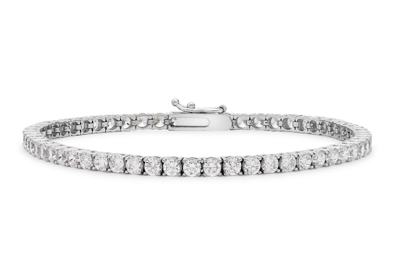 18ct White Gold Round Zirconia  Tennis Bracelet