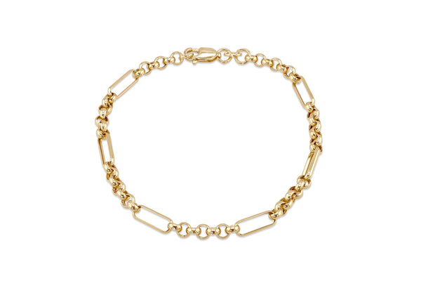 18ct Yellow Gold Paper Chain Belcher Links Bracelet