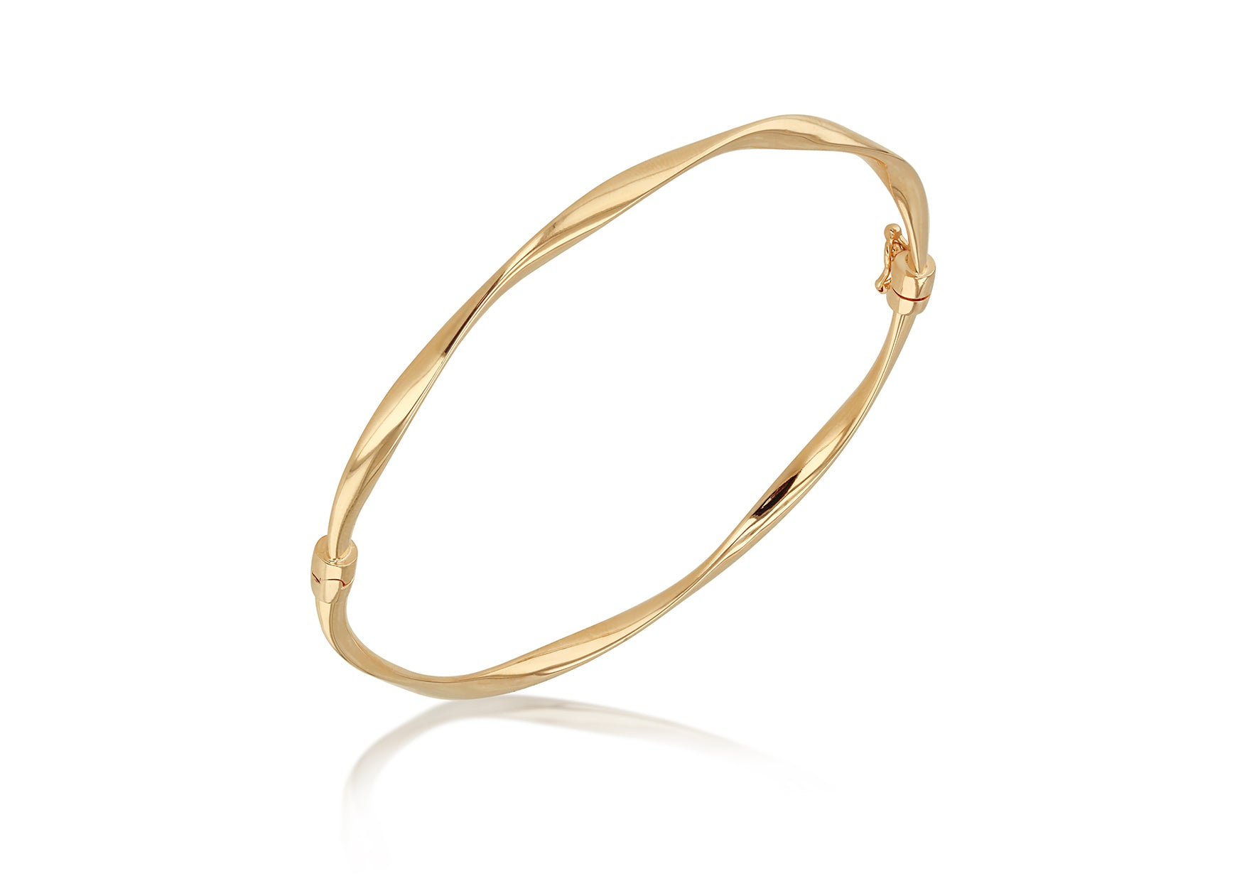 18ct Yellow Gold Twisted Flat Tube Bangle