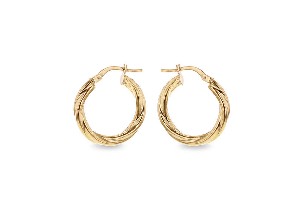 18ct Yellow Gold Swirl Loop Earrings