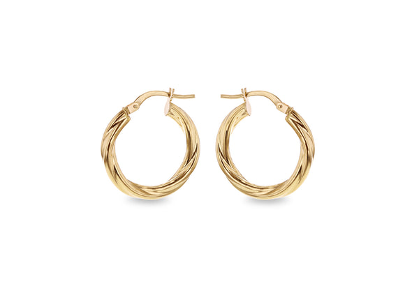 18ct Yellow Gold Swirl Tube Earrings