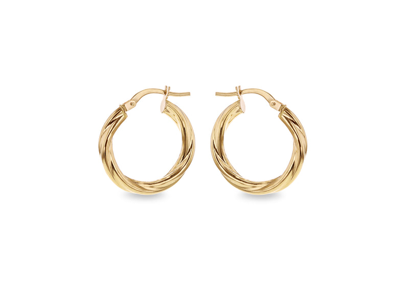 18ct Yellow Gold Swirl Tube Earrings
