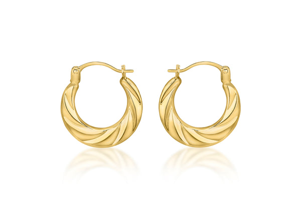 18ct Yellow Gold 14.5mm x 15.5mm Twist Creole Earrings