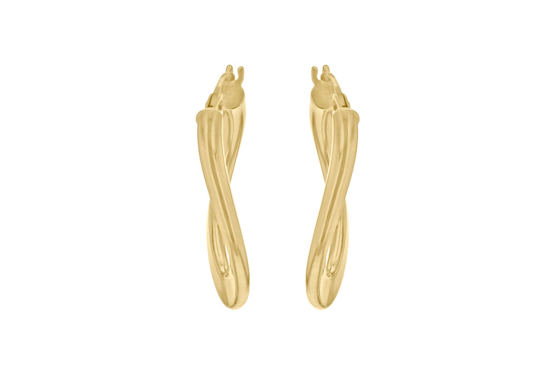 18ct Yellow Gold Plain Oval Twist Creole Earrings